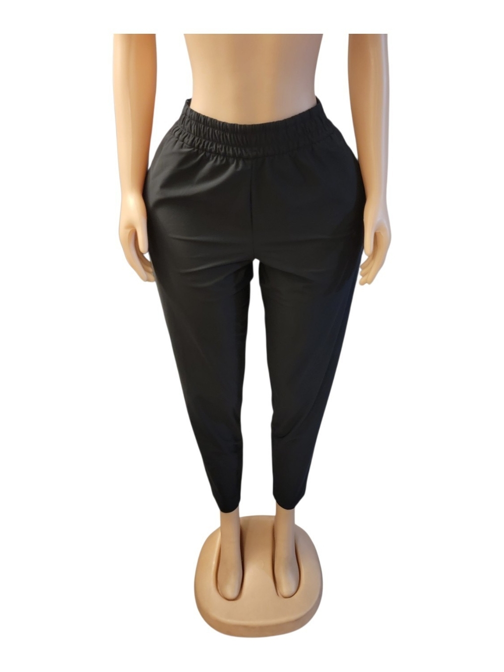 Victoria's Secret Black Elastic-Waist Slim Tapered Pants